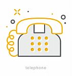 Thin Line Icons, Telephone Stock Photo