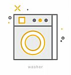 Thin Line Icons, Washer Stock Photo