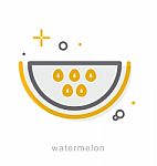 Thin Line Icons, Watermelon Stock Photo