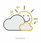 Thin Line Icons, Weather Stock Photo