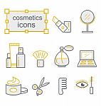 Thin Lines Icon Set, Cosmetics Stock Photo