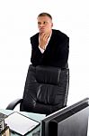 Thinking Businessman At Office Stock Photo