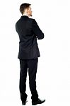 Thoughtful Businessman,  Rear View Image Stock Photo