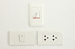 Three Type Switch On White Wall Stock Photo