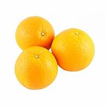 Three Whole Navel Orange On White Background Stock Photo