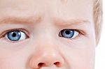 Toddler Blond And Blue Eyes Boy Child With Various Facial Expres Stock Photo