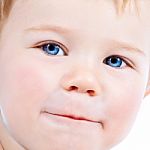 Toddler Blond And Blue Eyes Boy Child With Various Facial Expres Stock Photo