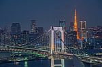 Tokyo Bay At Rainbow Bridge Stock Photo