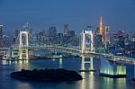 Tokyo Bay At Rainbow Bridge Stock Photo