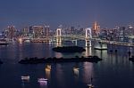 Tokyo Bay At Rainbow Bridge Stock Photo