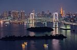 Tokyo Bay At Rainbow Bridge Stock Photo