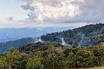 Top Of Mountain With Beautiful Sky Stock Photo