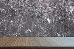 Top Of Wood Table On Old Concrete Wall Background Stock Photo