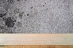 Top Of Wood Table On Old Concrete Wall Background Stock Photo