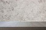 Top Of Wood Table On Old Concrete Wall Background Stock Photo