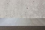 Top Of Wood Table On Old Concrete Wall Background Stock Photo