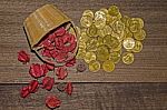 Top View Of Coin Stack Stock Photo