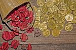 Top View Of Coin Stack Stock Photo