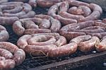 Traditional Meat Grilled On The Grill In The Argentine Countryside Stock Photo