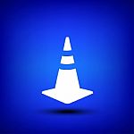 Traffic Cone White On Blue Stock Photo