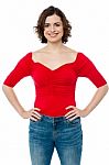 Trendy Woman Posing With Hands On Her Waist Stock Photo