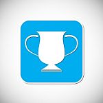 Trophy Icon. Blue Square Frame.  Illustration Stock Photo