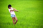 Tug Of War Between Two Girls Stock Photo