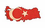 Turkey Map On  Flag Drawing ,grunge And Retro Flag Series Stock Photo