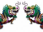 Twin Chinese Dragon Statue Stock Photo