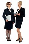 Two Businesswomen Discussing Business Stock Photo