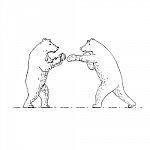 Two Grizzly Bear Boxers Boxing Drawing Stock Photo