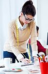 Two Young Businesswomen Working In Her Office Stock Photo