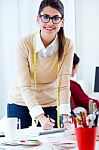 Two Young Businesswomen Working In Her Office Stock Photo