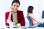 Two Young Businesswomen Working In Her Office Stock Photo