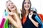 Two Young Friends Shopping Together Stock Photo