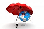 Umbrella Protect Earth Stock Photo