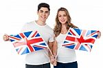 United Kingdom Supporters With Flags Stock Photo