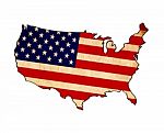 Usa Map On Usa Flag Drawing Stock Photo