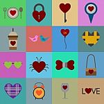 Valentine Icon Set  Illustration Stock Photo