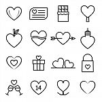 Valentine Line Icon Set  Illustration Stock Photo