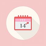 Valentines Day Calendar Flat Icon Stock Photo