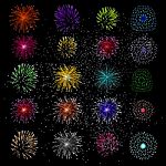 Variety Colorful Fireworks Stock Photo