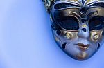 Venice Carnival Mask On White Background Blue Tone Stock Photo