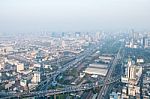 View Of Bangkok Cityscape, Bangkok The Capital City Of Thailand Stock Photo