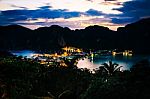 View Point Bay Koh Phi Phi Don On Sunset In Andaman Sea, Phi Phi Stock Photo