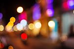 Vintage City Night Light Bokeh Stock Photo