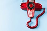 Vintage Red Phone Stock Photo