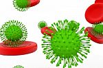 Virus Cell And Blood Human Circulatory System Stock Photo