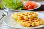 Waffles With Maple Syrup Stock Photo