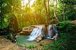 Waterfall In Forest Jungle. Hauy Rong Waterfall Phrae, Thailand Stock Photo